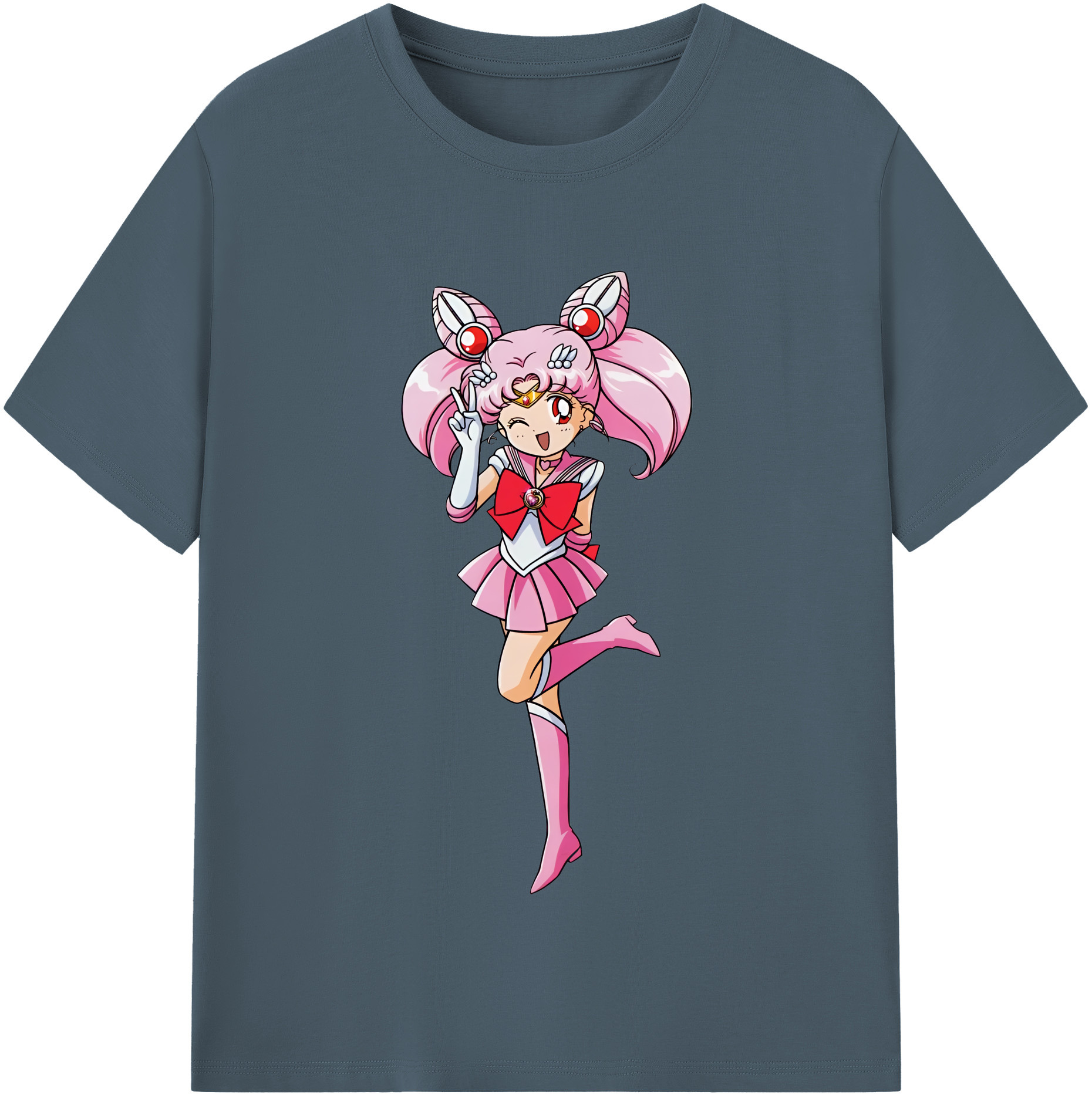 （画像用） 美少女戦士セーラームーン ちびうさ Sailor Moon Chibiusa Tsukino Usagi Small Lady Serenity 綿100％半袖Tシャツ（フロントプリント）